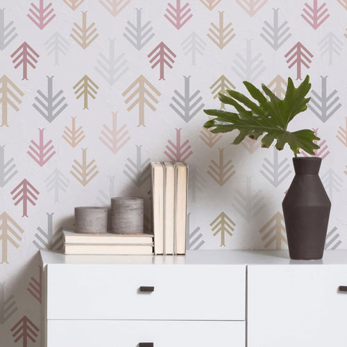 Pink and Grey Boho Style Themed Removable Wallpaper 7708 | Walls By Me