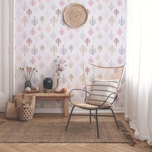 Pink and Grey Boho Style Themed Removable Wallpaper 7708 | Walls By Me