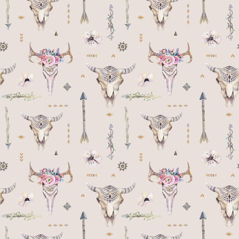 Pink and Brown Tribal Themed Peel and Stick Removable Wallpaper