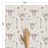 Pink and Brown Tribal Themed Peel and Stick Removable Wallpaper