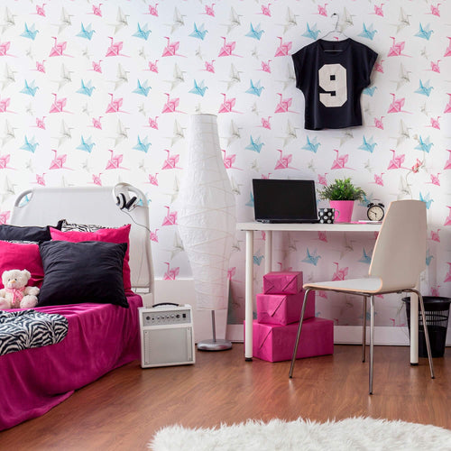 White and Pink Asian Themed Removable Wallpaper 9390| Walls By Me