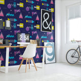 Pink and Yellow Geometric Themed Removable Wallpaper 1062| Walls By Me