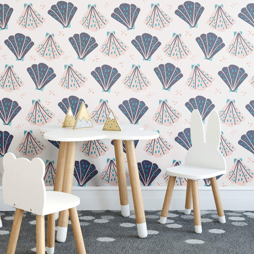 Pink and Purple Seashell Themed Removable Wallpaper 1662 | Walls By Me