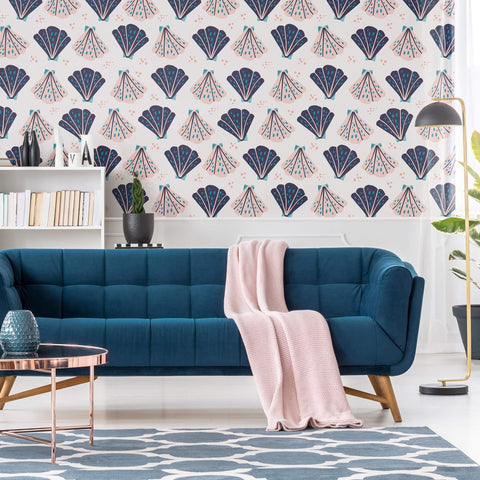 Pink and Purple Seashell Themed Removable Wallpaper 1662 | Walls By Me