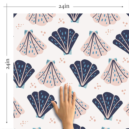 Pink and Purple Seashell Themed Removable Wallpaper 1662 | Walls By Me