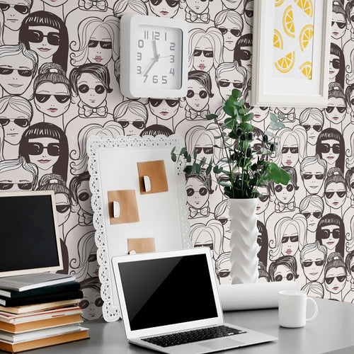 White and Black People Themed Peel and Stick Removable Wallpaper