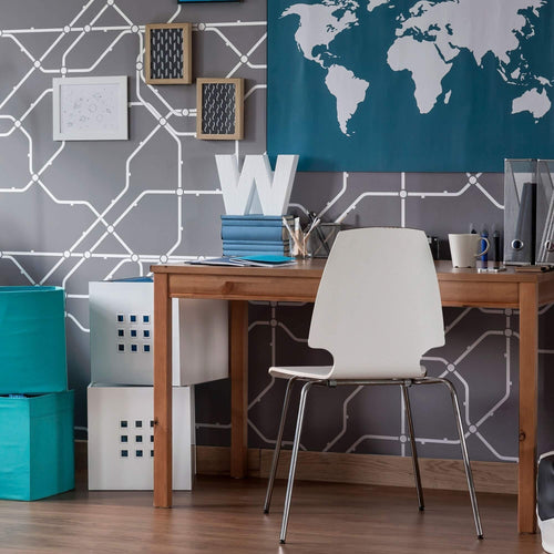 White and Charcoal Grid Themed Removable Wallpaper 2663| Walls By Me