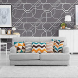 White and Charcoal Grid Themed Removable Wallpaper 2663| Walls By Me