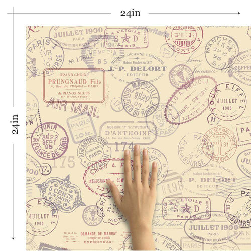 Brown Travel Themed Peel and Stick Removable Wallpaper