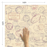 Brown Travel Themed Peel and Stick Removable Wallpaper