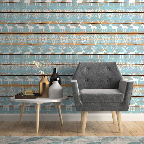 Teal and White Faux Themed Removable Wallpaper 6233| Walls By Me