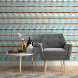 Teal and White Faux Themed Removable Wallpaper 6233| Walls By Me