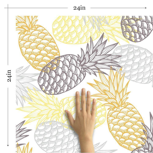 Yellow and White Tropical Themed Peel and Stick Removable Wallpaper