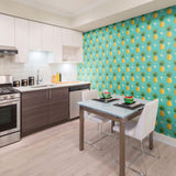 Blue Geometric Themed Removable Wallpaper 9787| Walls By Me