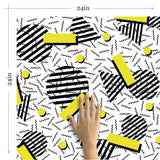 Black and Yellow Geometric Themed Removable Wallpaper 4585| Walls By Me