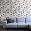 White Vintage Themed Peel and Stick Removable Wallpaper
