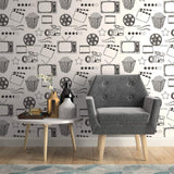 White Vintage Themed Peel and Stick Removable Wallpaper