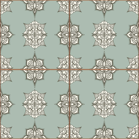 Grey and White Damask Tile Adhesive Removable Wallpaper 030c| Walls By Me