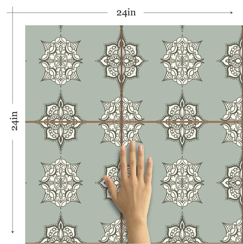Grey and White Damask Tile Adhesive Removable Wallpaper 030c| Walls By Me