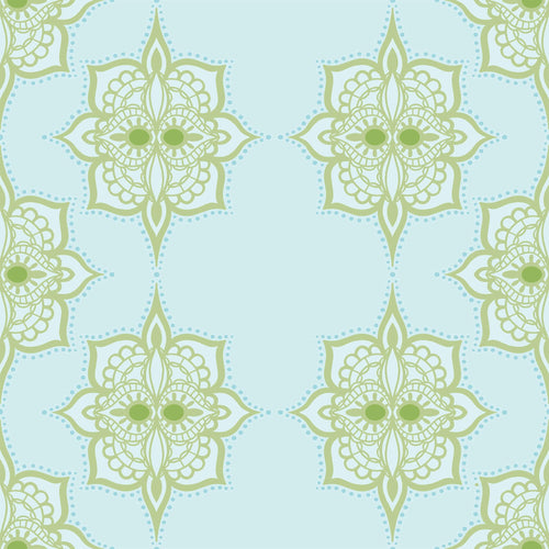 Turquois Damask Tile Adhesive Removable Wallpaper 30d| Walls By Me