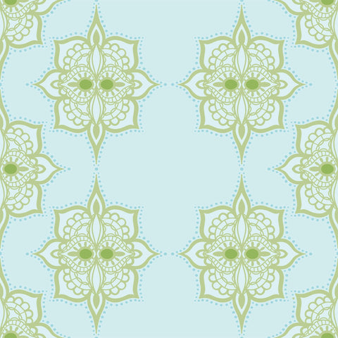 Turquois Damask Tile Adhesive Removable Wallpaper 30d| Walls By Me