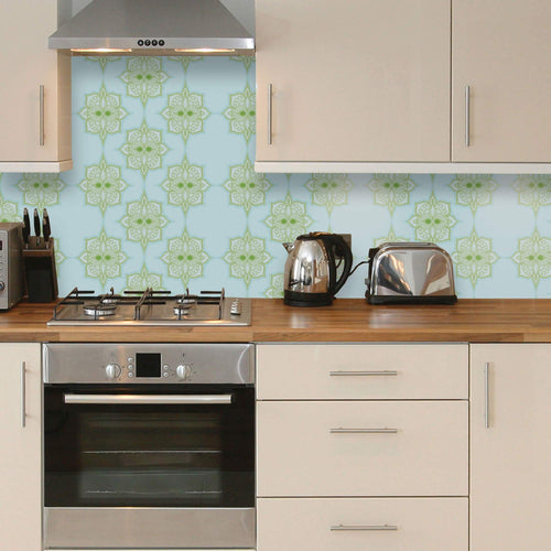 Turquois Damask Tile Adhesive Removable Wallpaper 30d| Walls By Me