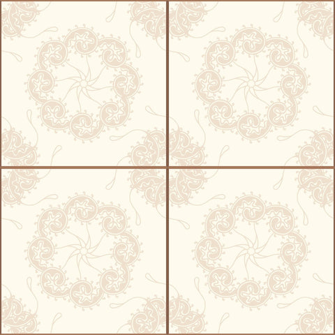 Champagne Medallion Tile Adhesive Removable Wallpaper 030e| Walls By Me
