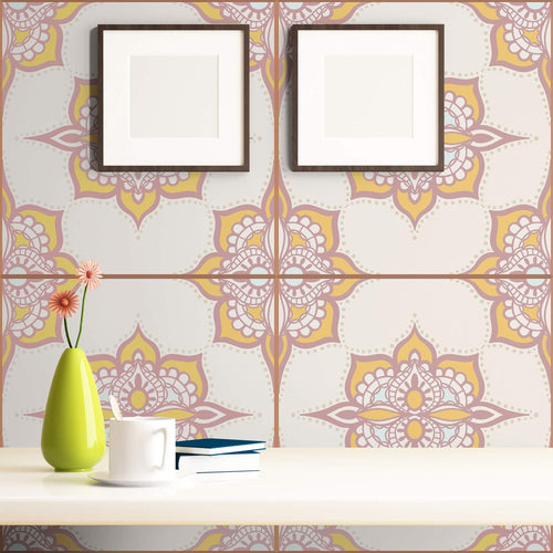 Lavender Damask Tile Adhesive Peel and Stick Removable Wallpaper