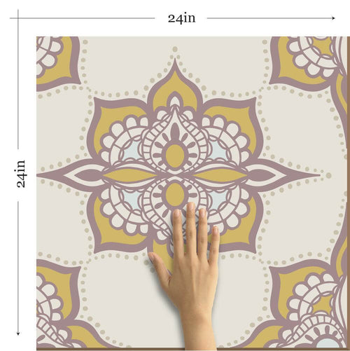 Lavender Damask Tile Adhesive Peel and Stick Removable Wallpaper