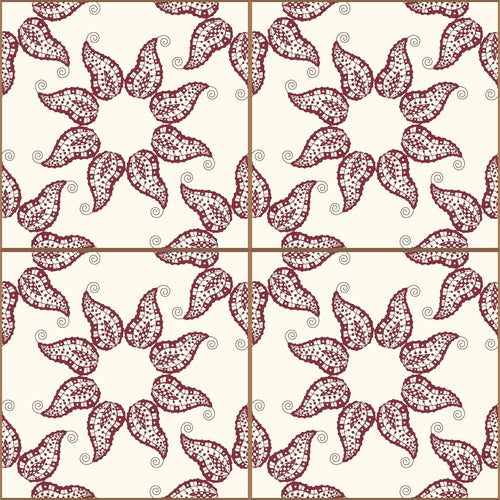 Merlot Bohemian Tile Adhesive Removable Wallpaper 030h| Walls By Me