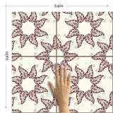 Merlot Bohemian Tile Adhesive Removable Wallpaper 030h| Walls By Me