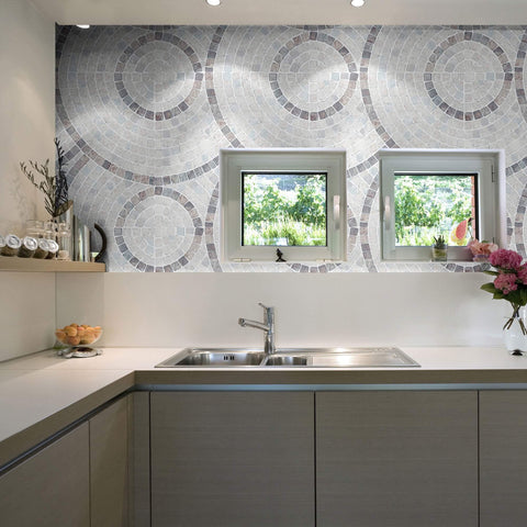 Grey Mosaic Tile Adhesive Removable Wallpaper 0374| Walls By Me
