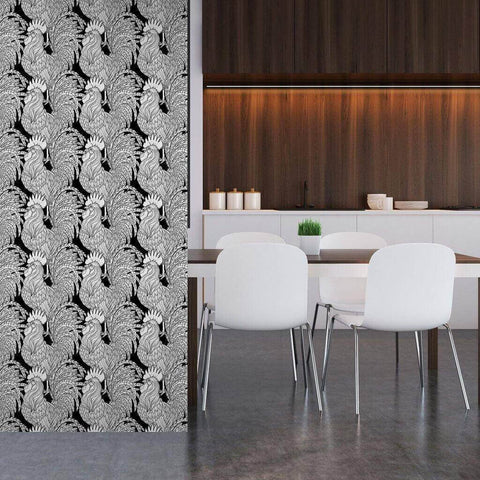 Black Animal Tile Adhesive Removable Wallpaper 0358| Walls By Me