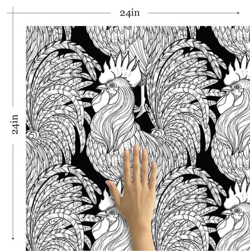 Black Animal Tile Adhesive Removable Wallpaper 0358| Walls By Me