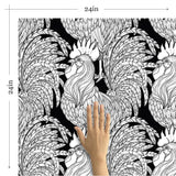 Black Animal Tile Adhesive Removable Wallpaper 0358| Walls By Me