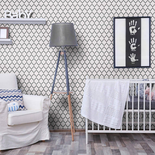 White Geometric Tile Adhesive Removable Wallpaper 2049| Walls By Me