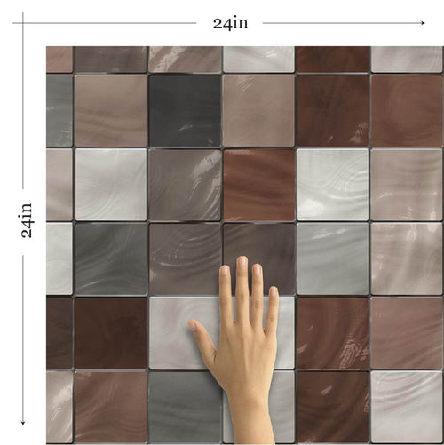 Brown Geometric Tile Adhesive Removable Wallpaper 3459| Walls By Me