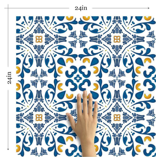 Blue Global Tile Adhesive Peel and Stick Removable Wallpaper