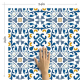 Blue Global Tile Adhesive Peel and Stick Removable Wallpaper