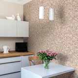 Brown Faux Tile Adhesive Removable Wallpaper 5053| Walls By Me