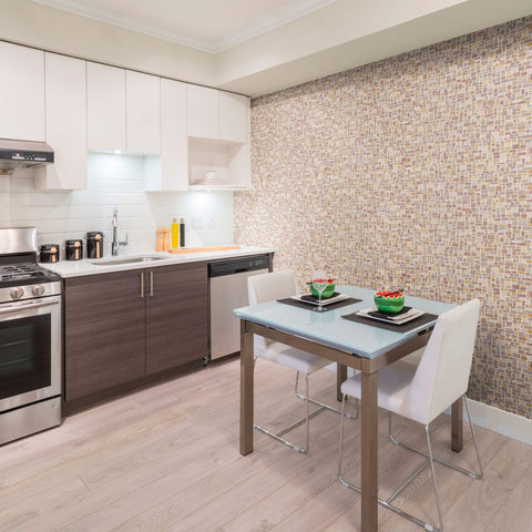 Brown Faux Tile Adhesive Removable Wallpaper 5053| Walls By Me