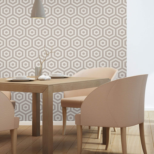 Brown Geometric Tile Adhesive Peel and Stick Removable Wallpaper