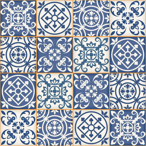 Blue Global Tile Adhesive Removable Wallpaper 1165| Walls By Me