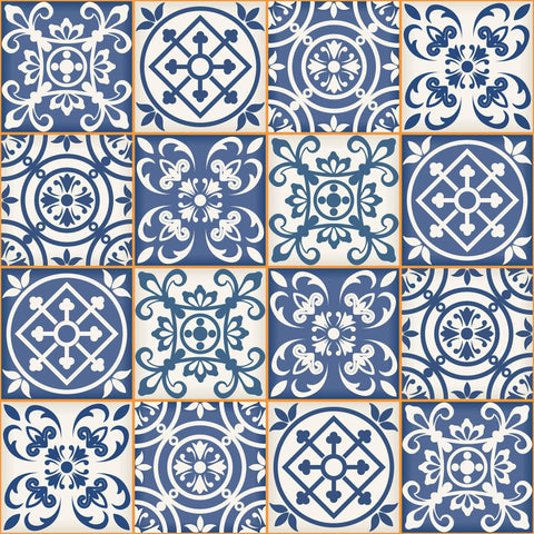 Blue Global Tile Adhesive Removable Wallpaper 1165| Walls By Me