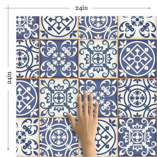 Blue Global Tile Adhesive Removable Wallpaper 1165| Walls By Me