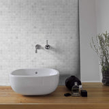 White Mosaic Tile Adhesive Removable Wallpaper 5468| Walls By Me