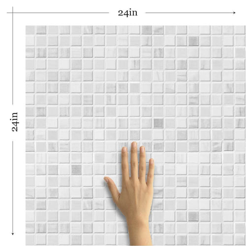 White Mosaic Tile Adhesive Removable Wallpaper 5468| Walls By Me