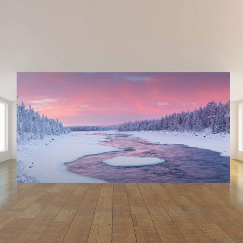 White Snow Landscape Peel and Stick Removable Wall Mural 3068