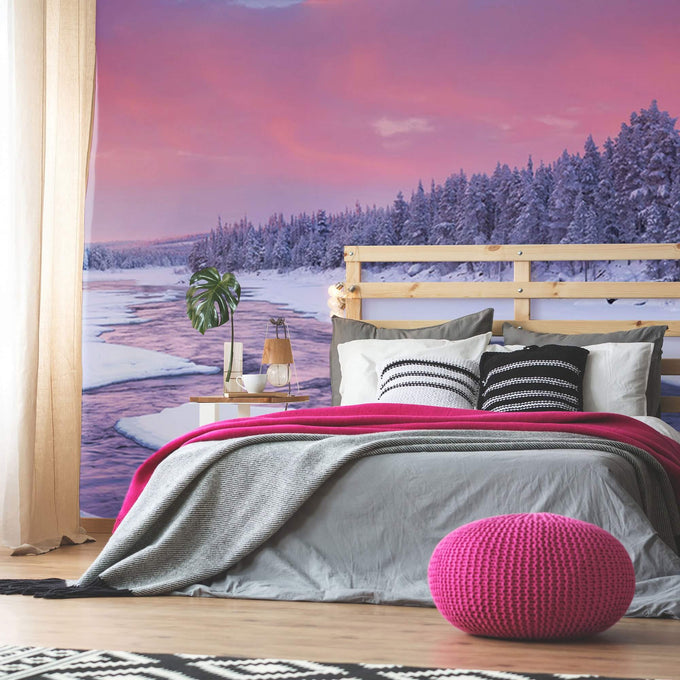 White Snow Landscape Peel and Stick Removable Wall Mural 3068