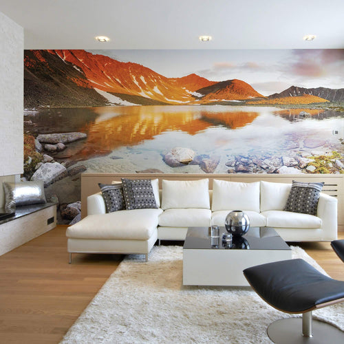 Green Mountain Lake Landscape Peel and Stick Removable Wall Mural 6816